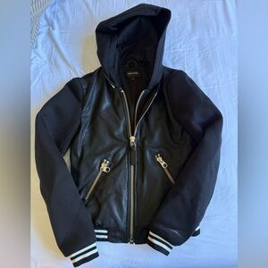 mackage nolly bomber jacket winter coat leather chic vintage aesthetic